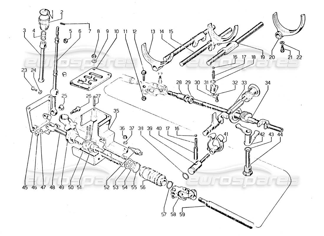 lamborghini urraco p250 / p250s leva del cambio diagramma delle parti