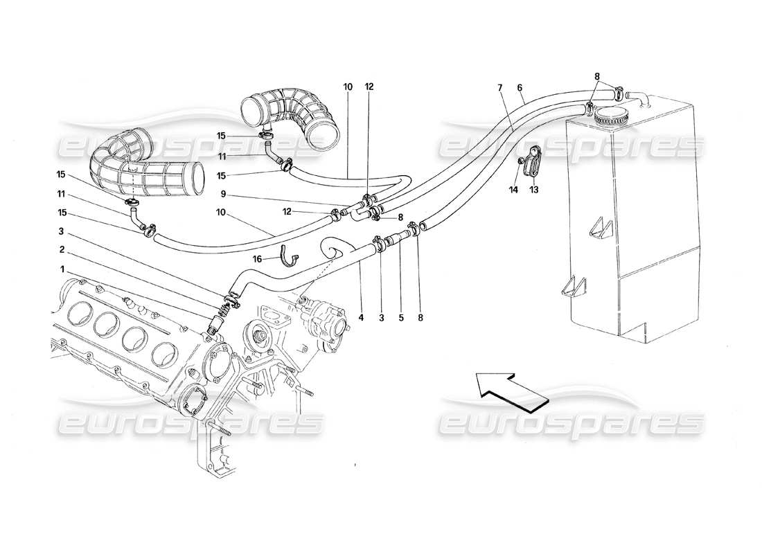 ferrari 348 (1993) tb / ts colpo: diagramma delle parti del sistema