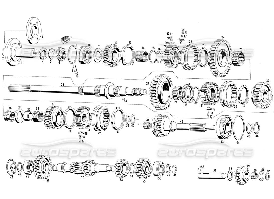 maserati mistral 3.7 ingranaggi di trasmissione (s5 20) diagramma delle parti