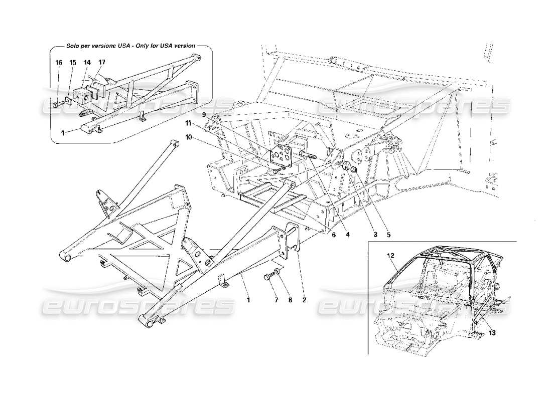 ferrari f40 telaio: diagramma delle parti della parte anteriore