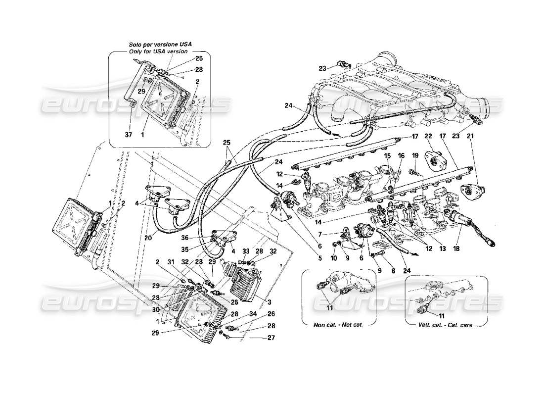 ferrari f40 diagramma delle parti del dispositivo di iniezione