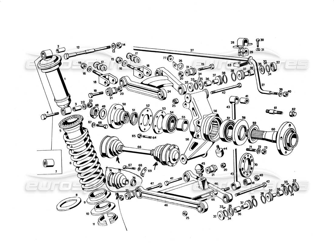 maserati bora diagramma delle parti della sospensione posteriore