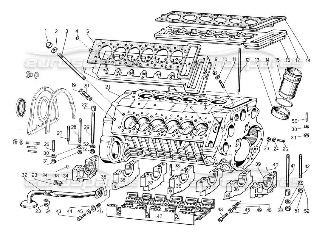 lamborghini countach 5000 qv (1985) schema delle parti del basamento