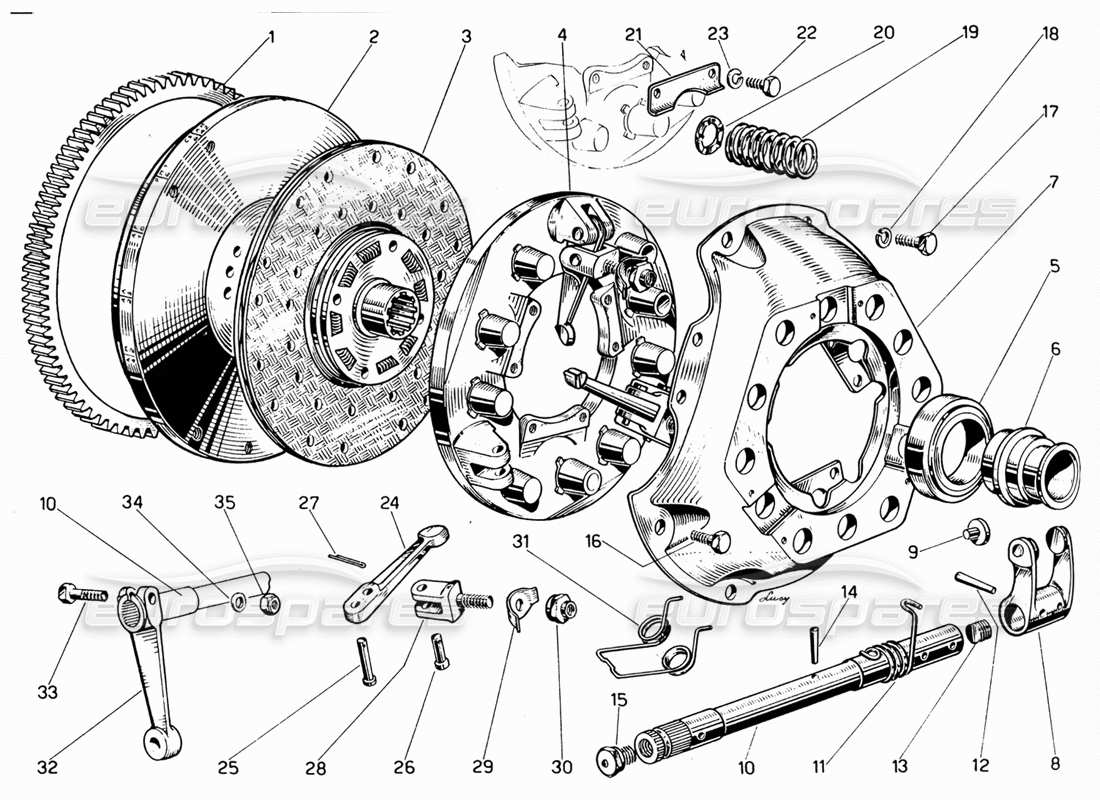 ferrari 330 gt 2+2 diagramma della parte della frizione