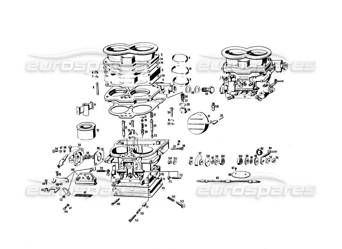 maserati bora schema delle parti del carburatore