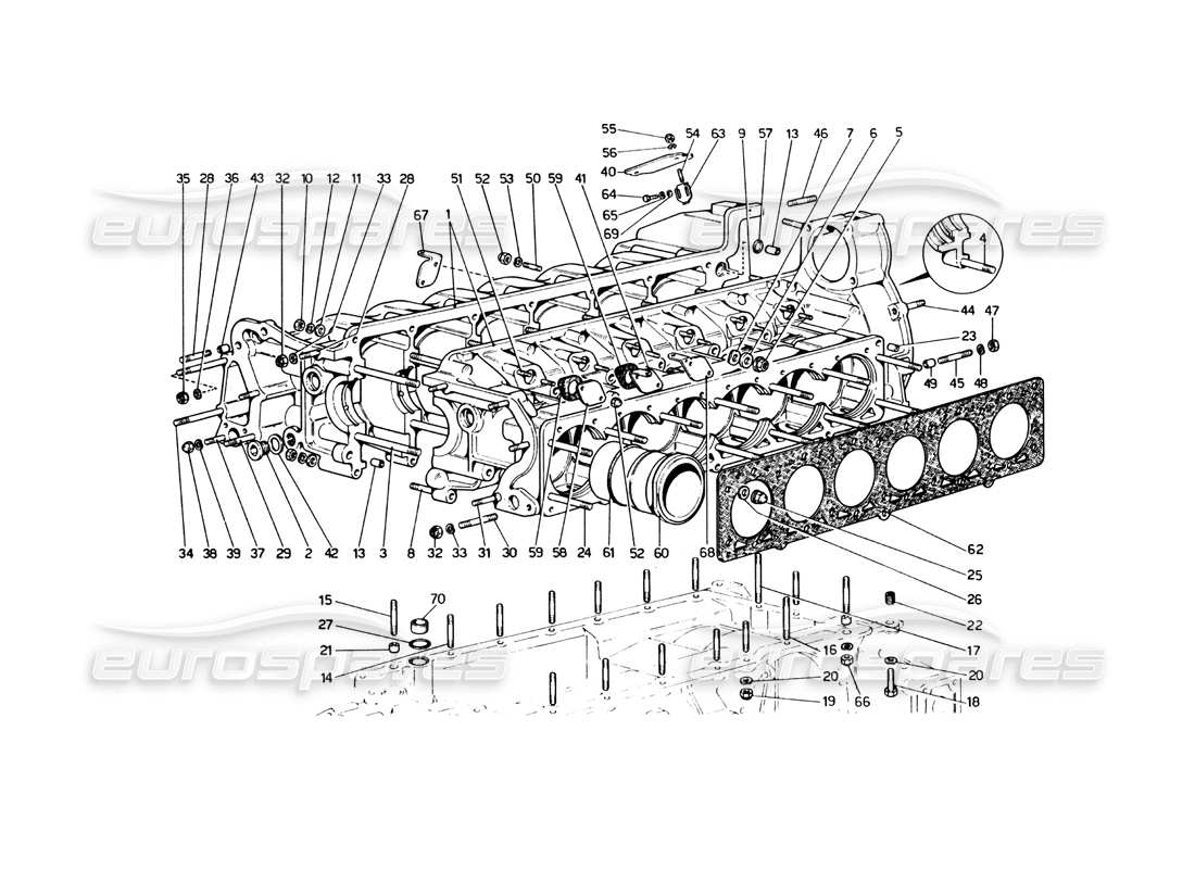 ferrari 365 gt4 berlinetta boxer schema delle parti del basamento