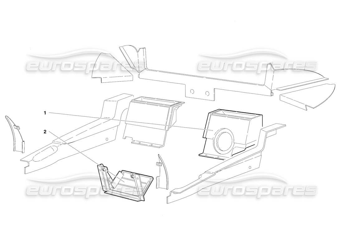 lamborghini diablo vt (1994) diagramma delle parti del rivestimento dell'abitacolo (valido per versione rh d. - aprile 1994).