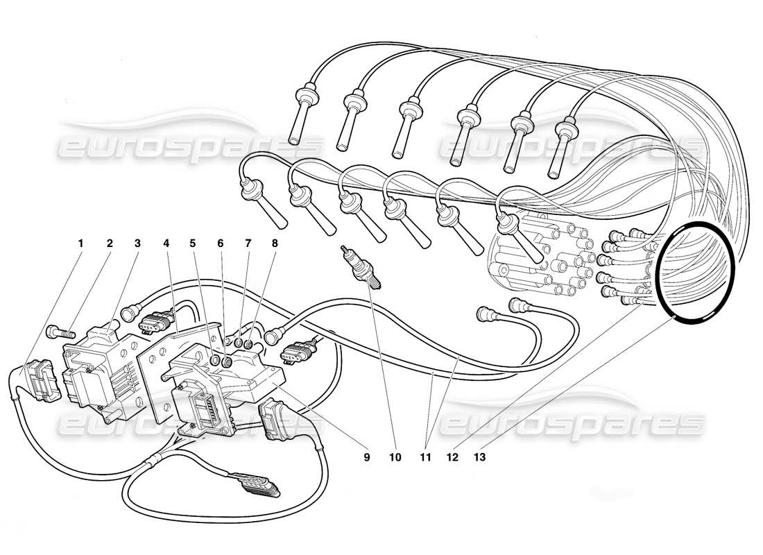 lamborghini diablo vt (1994) componenti elettrici diagramma delle parti