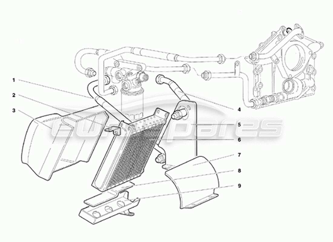 lamborghini diablo vt (1994) diagramma delle parti dell'impianto dell'olio motore (valido per la versione canadese - aprile 1994).