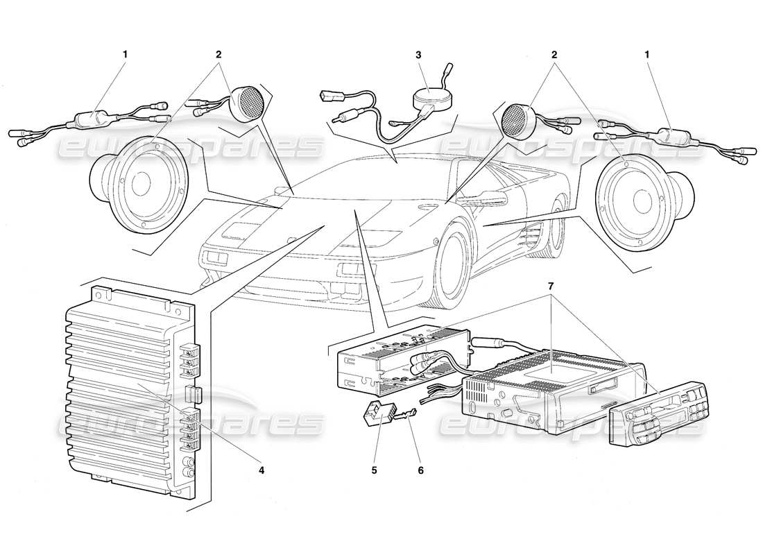 lamborghini diablo vt (1994) impostazione radio diagramma delle parti