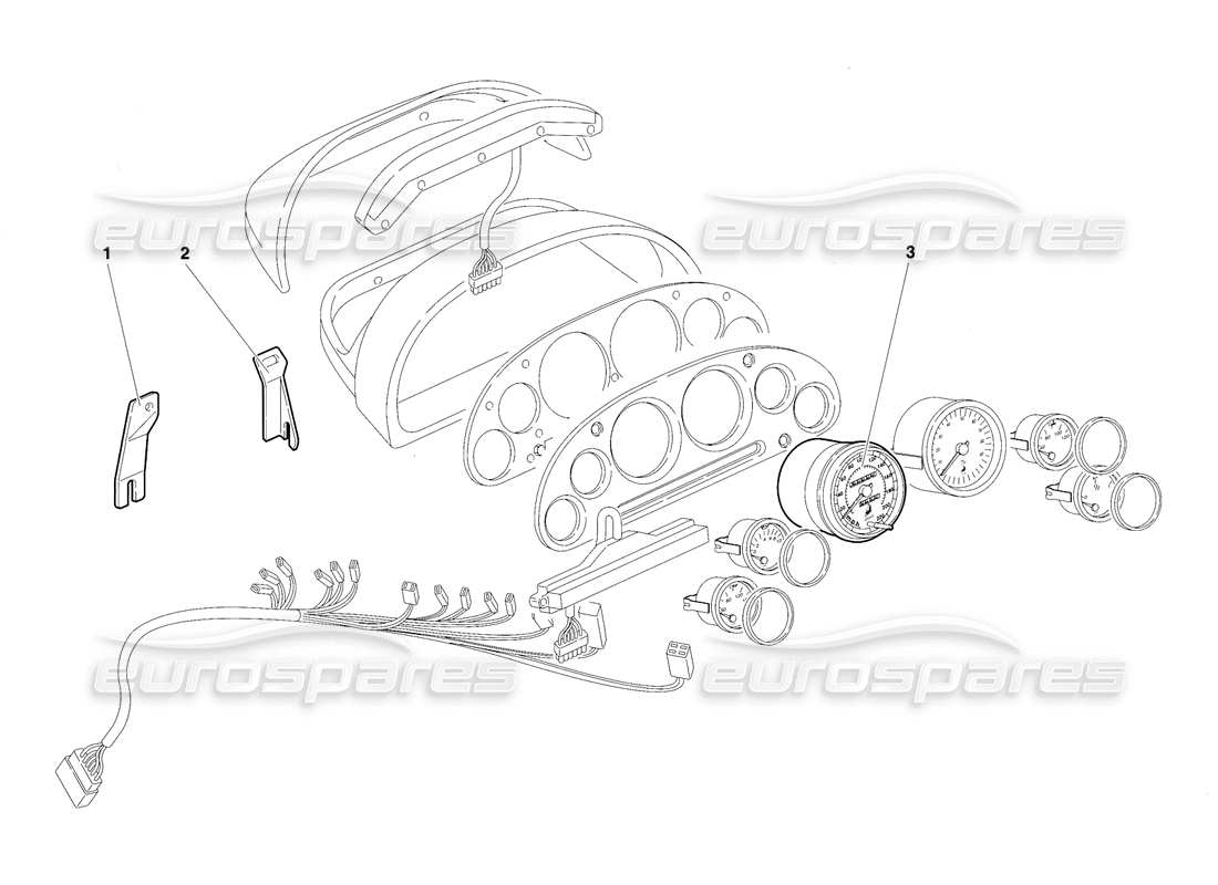 lamborghini diablo vt (1994) diagramma delle parti degli strumenti del cruscotto (valido per la versione rh d. - aprile 1994).