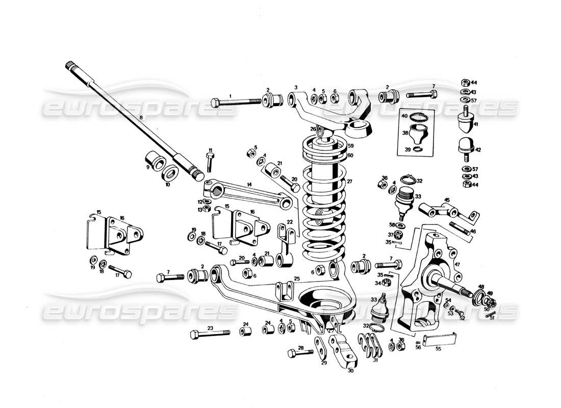 maserati bora diagramma delle parti della sospensione anteriore