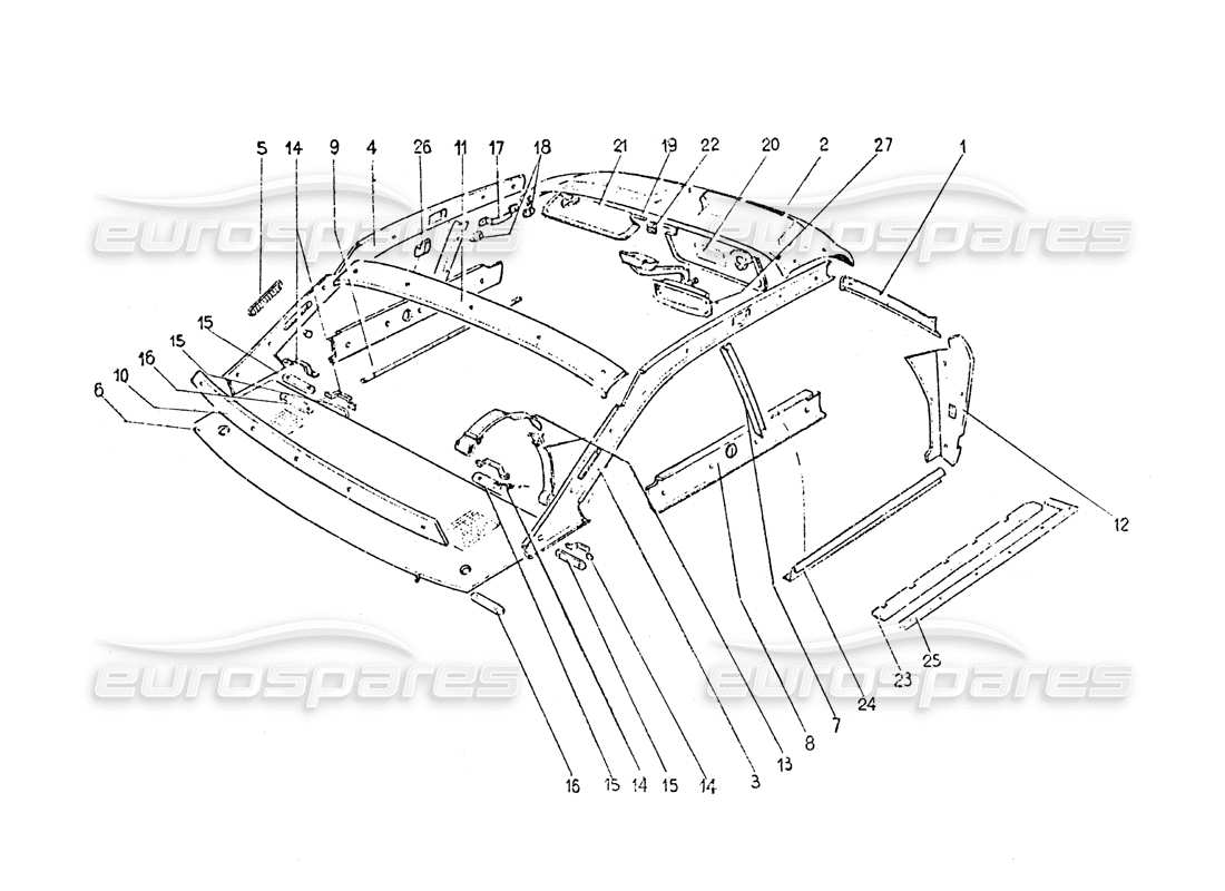 ferrari 365 gt 2+2 (coachwork) diagramma delle parti del rivestimento interno e degli accessori