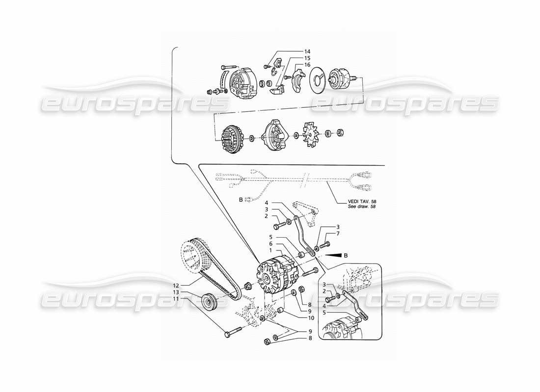 maserati qtp v6 (1996) alternatore delco diagramma delle parti