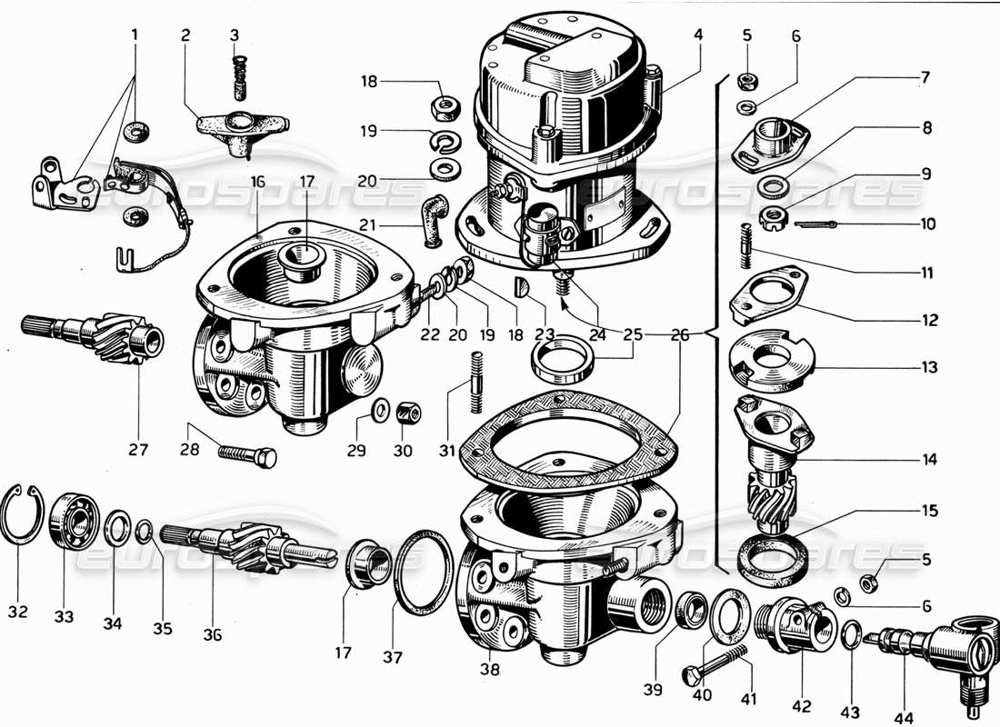ferrari 365 gt 2+2 (mechanical) diagramma delle parti di distributori e controlli