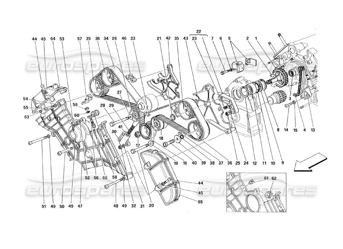 ferrari 348 (1993) tb / ts tempistica: diagramma delle parti dei controlli