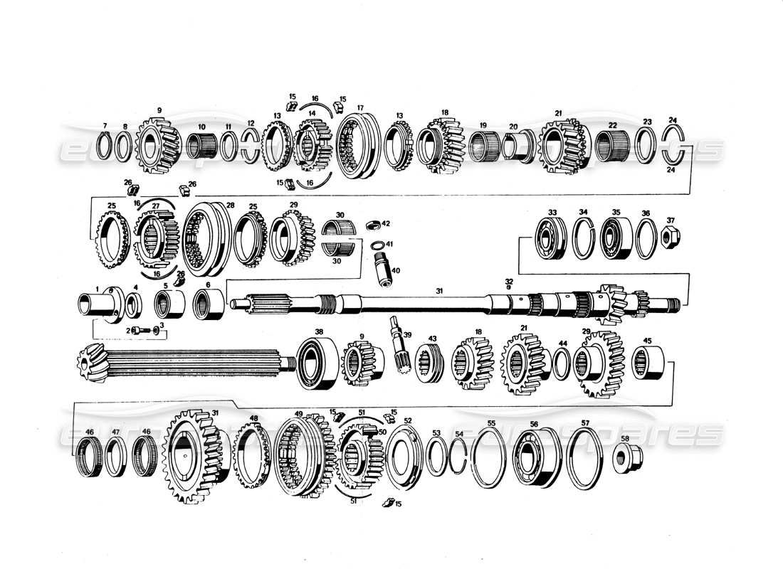 maserati bora diagramma delle parti degli ingranaggi della trasmissione