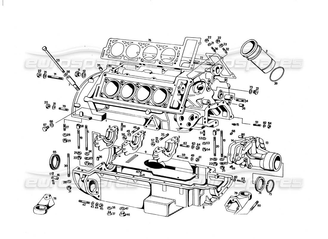 maserati bora schema delle parti dell'alloggiamento del motore