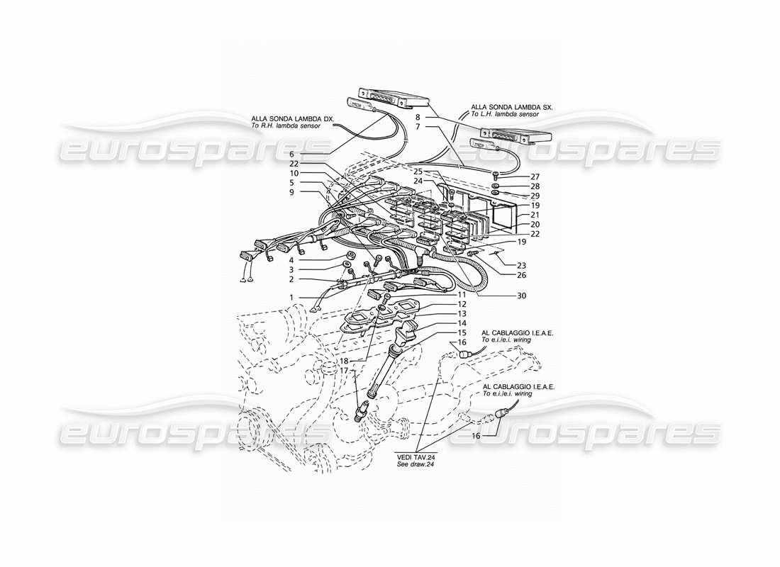 maserati ghibli 2.8 (abs) temporizzazione del sistema di accensione diagramma delle parti