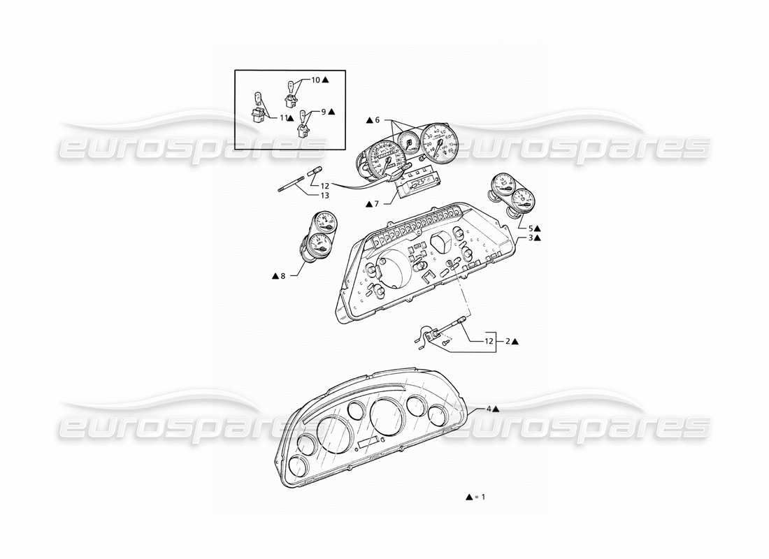 maserati ghibli 2.8 (abs) strumentazione borletti diagramma delle parti