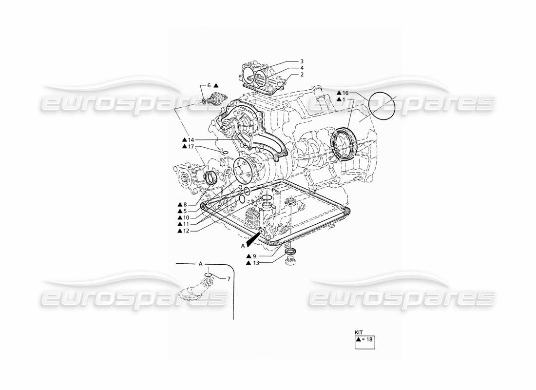 maserati qtp v6 (1996) diagramma delle parti di guarnizioni e paraolio per la revisione del blocco