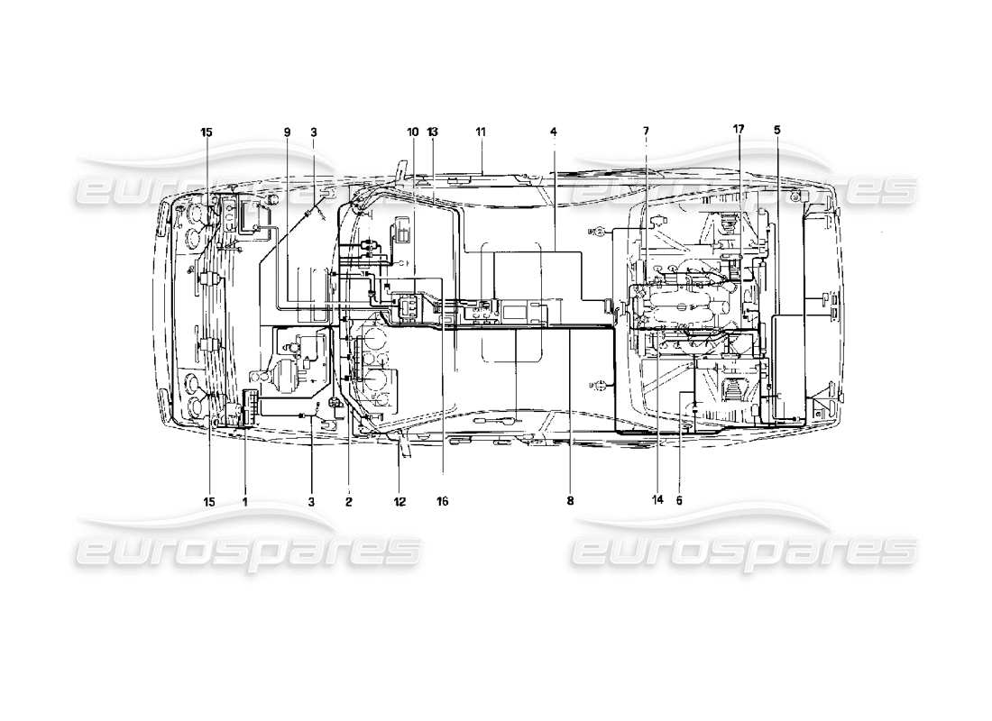ferrari mondial 3.4 t coupe/cabrio schema delle parti del sistema elettrico