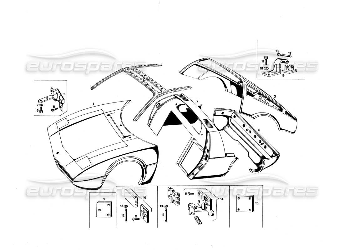 maserati bora corpo anteriore diagramma delle parti