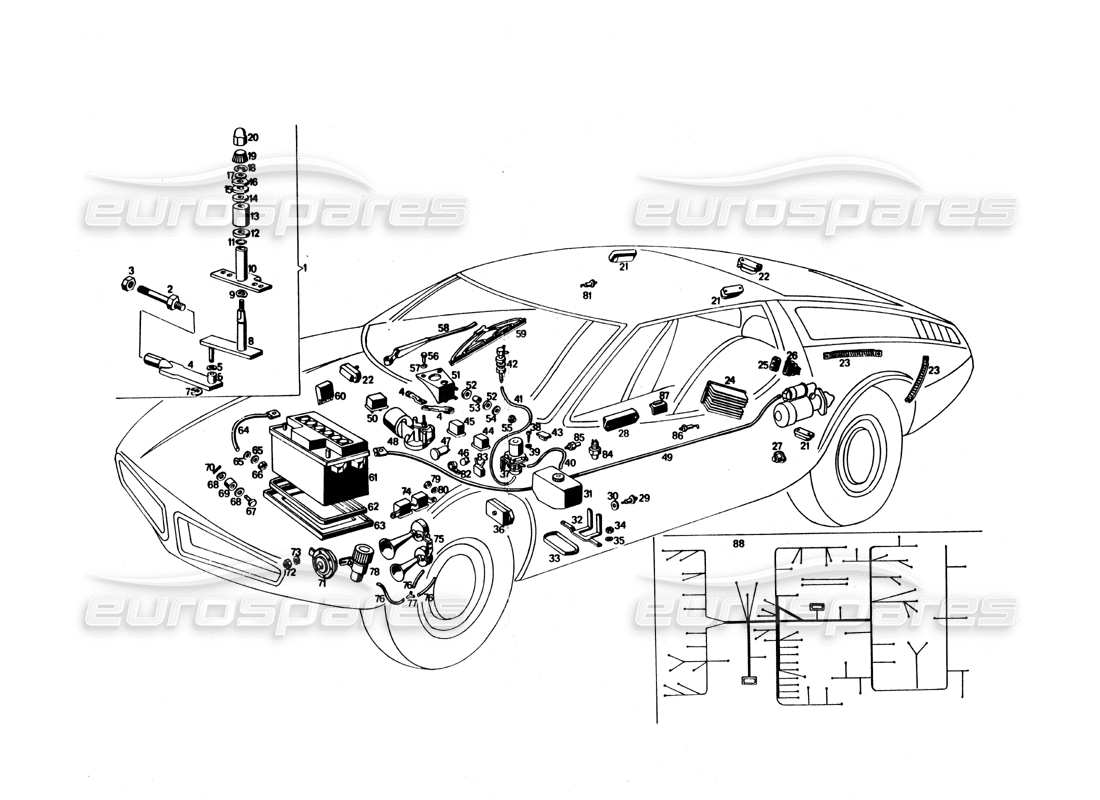 maserati bora diagramma delle parti dell'attrezzatura elettrica