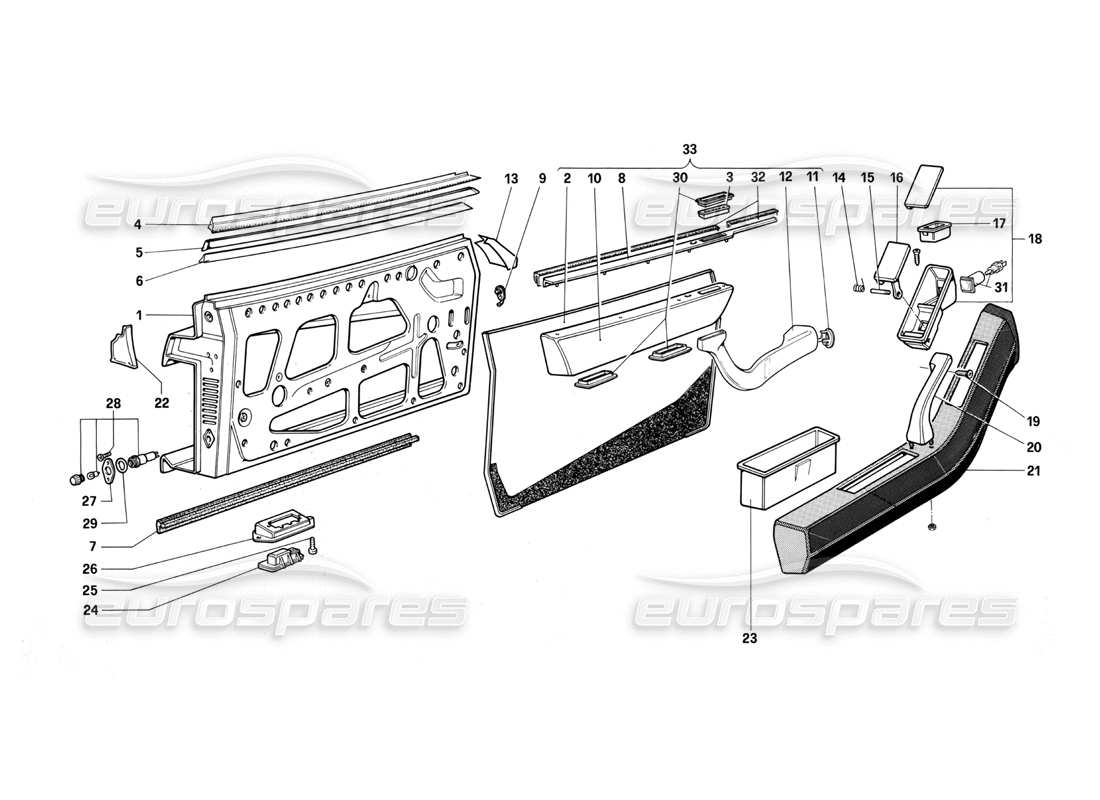 ferrari testarossa (1987) porta diagramma delle parti