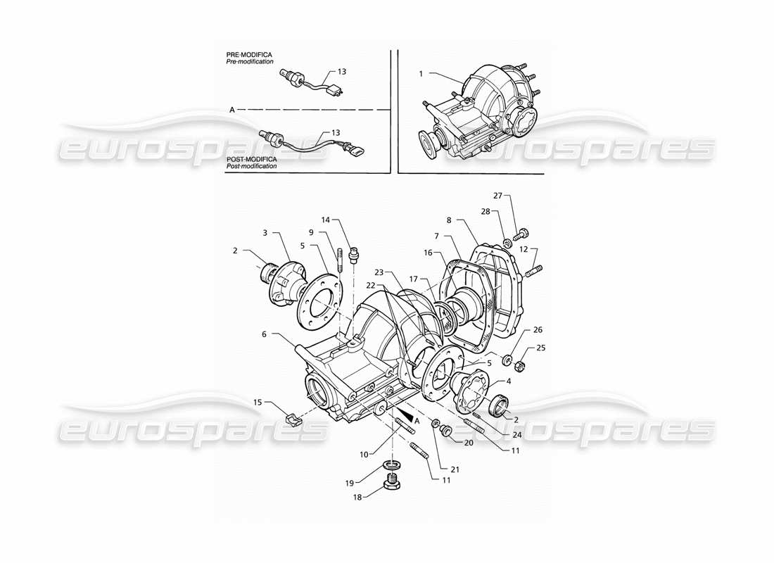 maserati qtp v6 (1996) parti esterne differenziali diagramma delle parti