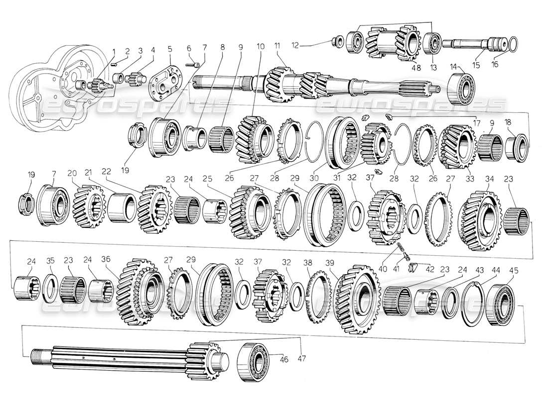 lamborghini jalpa 3.5 (1984) riduttore diagramma delle parti