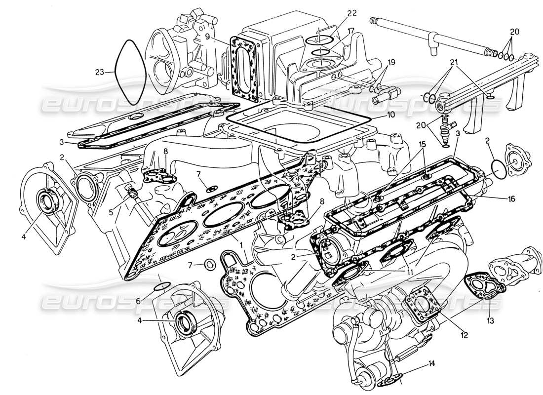 maserati 222 / 222e biturbo guarnizione teste e gommini diagramma delle parti