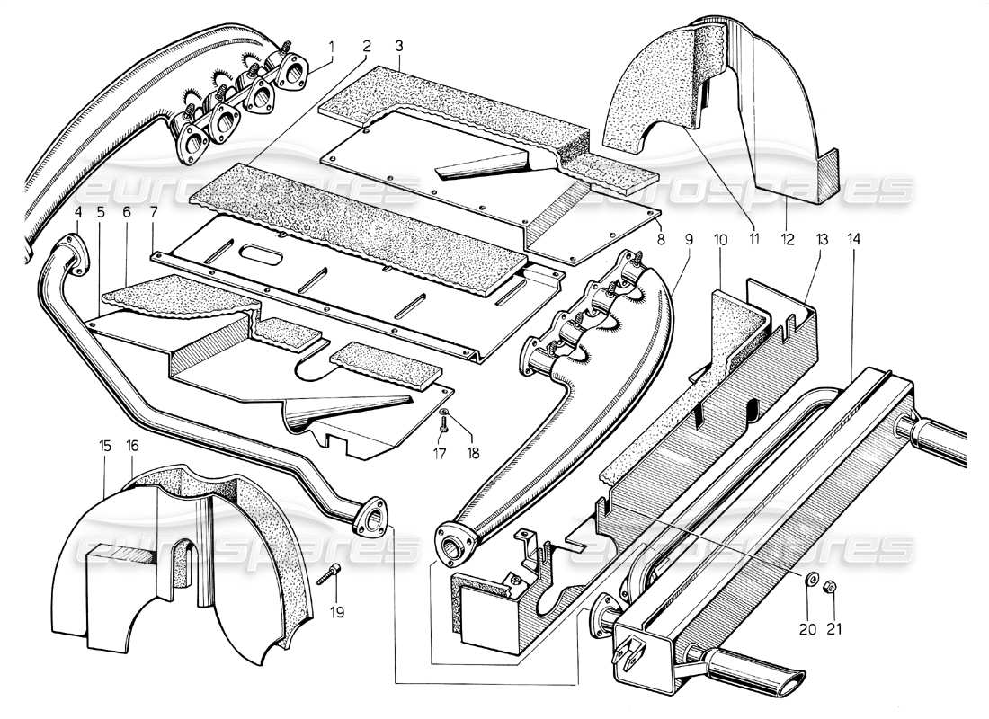 lamborghini jalpa 3.5 (1984) schema delle parti del raccordo speciale (valido per la svizzera).