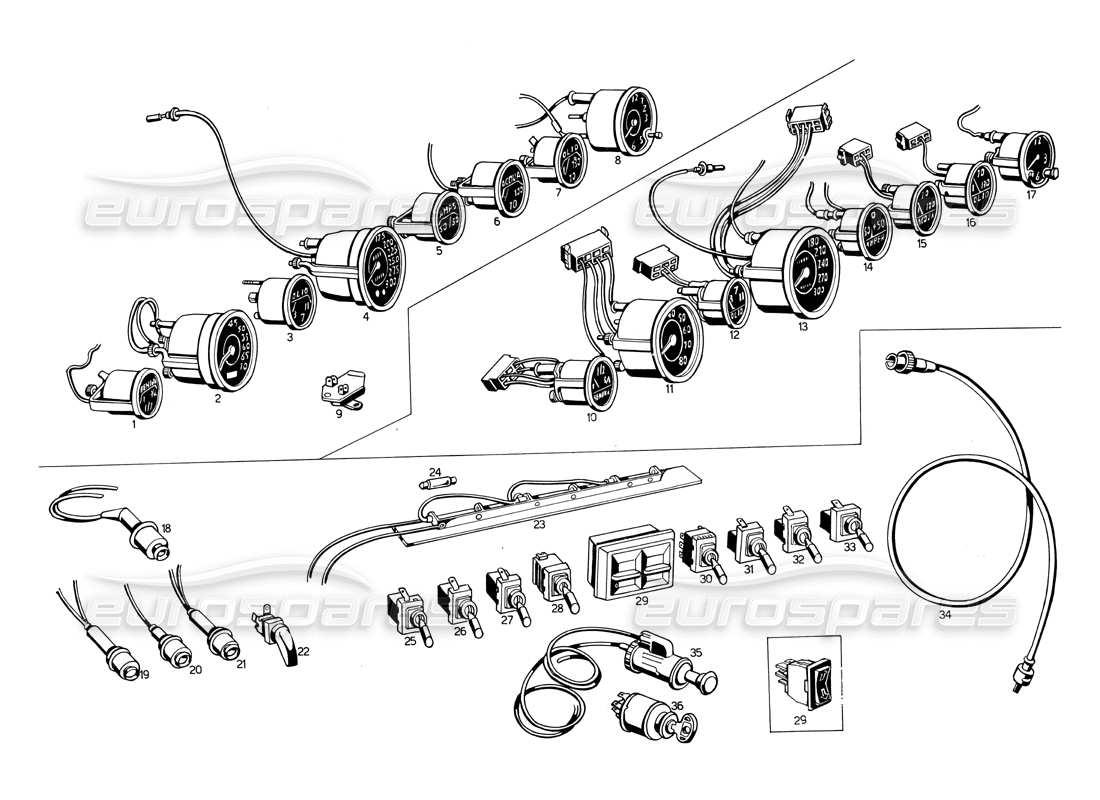 maserati ghibli 4.7 / 4.9 strumenti del cruscotto diagramma delle parti