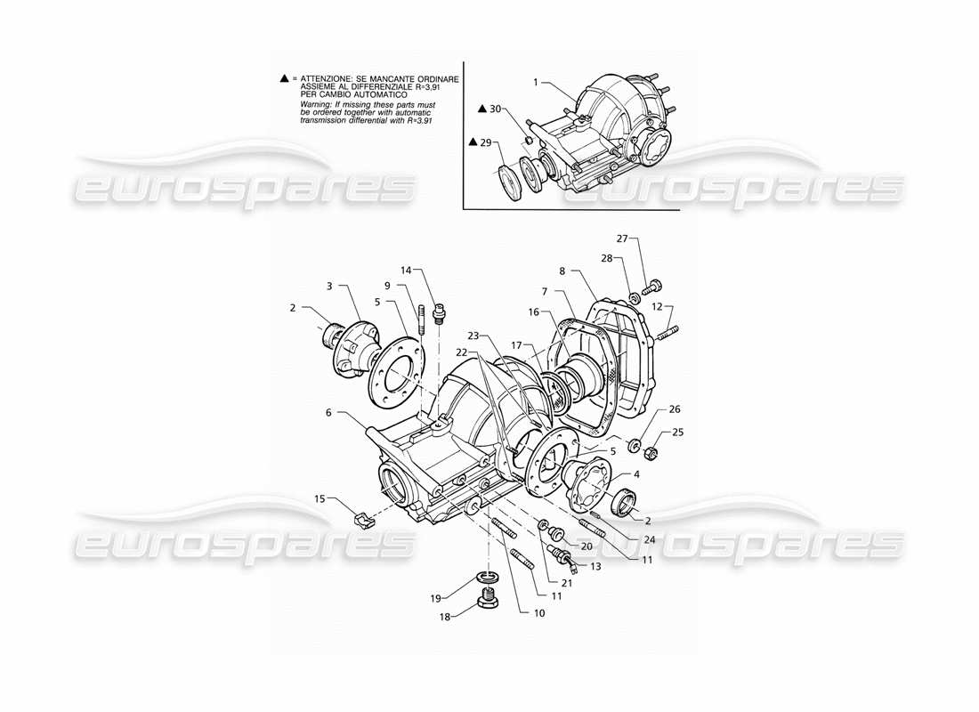 maserati qtp v8 (1998) differenziale - parti esterne diagramma delle parti