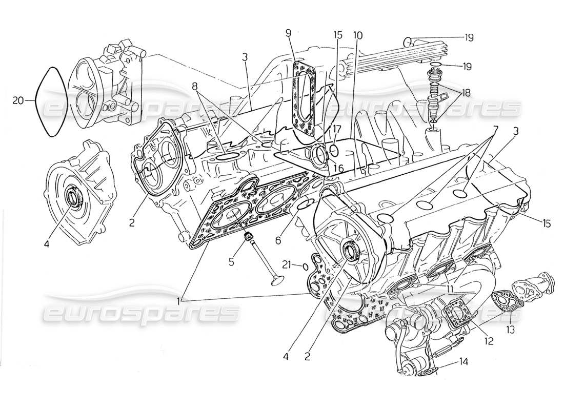 maserati 2.24v diagramma delle parti del set di guarnizioni della testata e delle parti in gomma