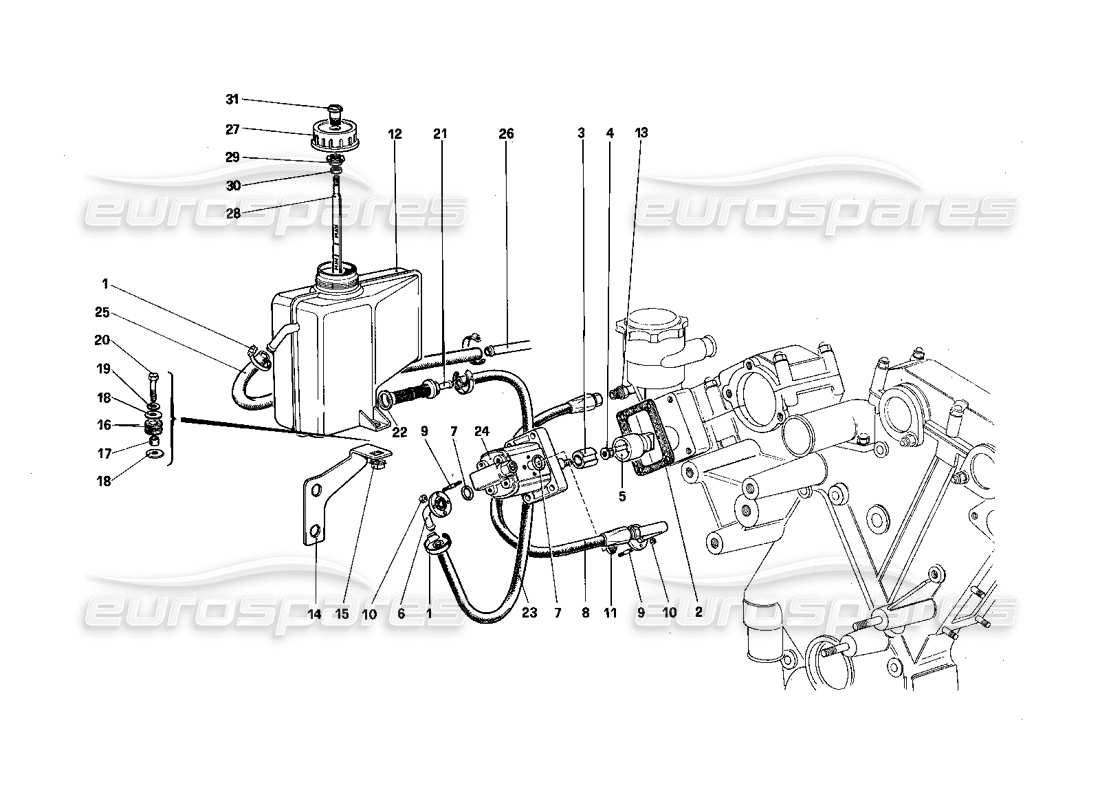 ferrari 412 (mechanical) sospensione posteriore: serbatoio dell'olio e pompa dell'olio diagramma delle parti