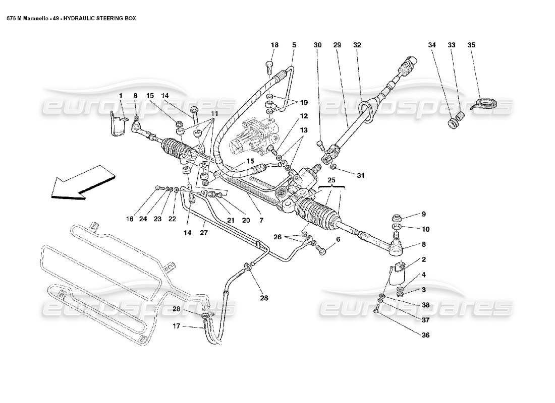 ferrari 575m maranello schema delle parti della scatola dello sterzo idraulico