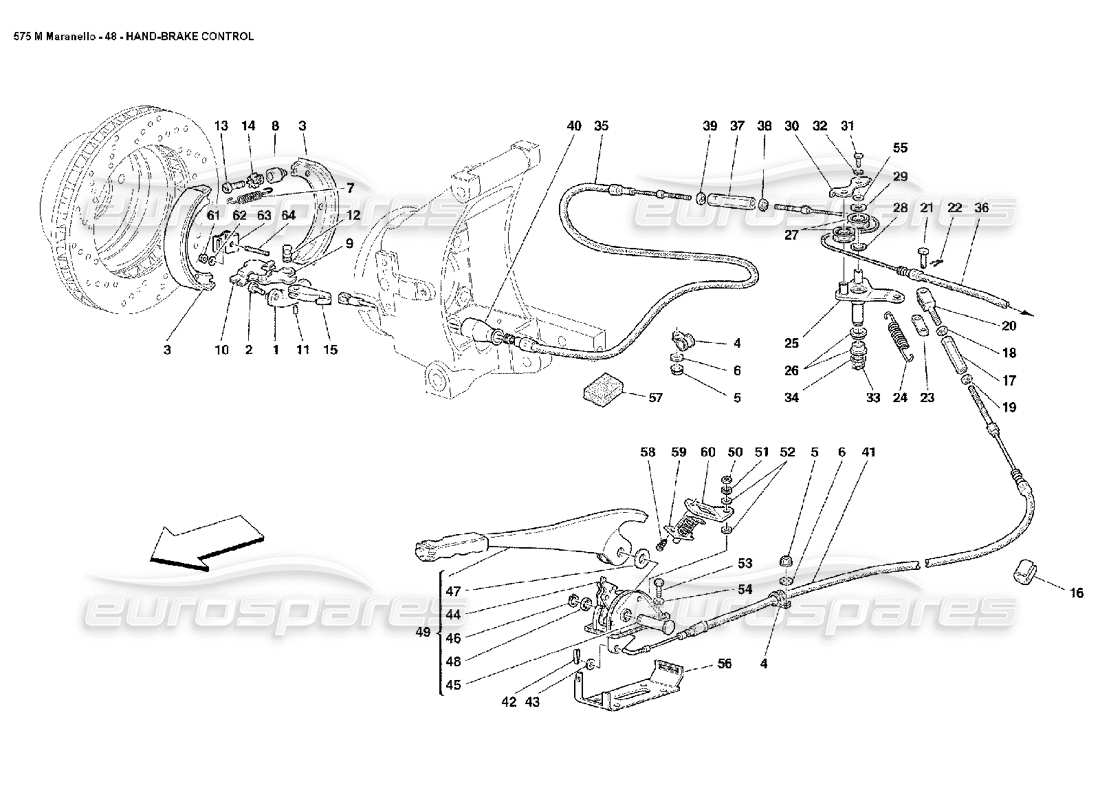 ferrari 575m maranello diagramma delle parti del controllo del freno a mano