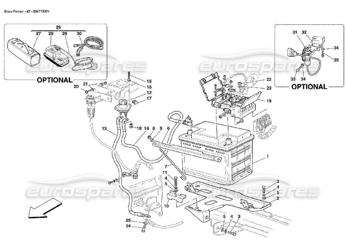 ferrari enzo diagramma delle parti della batteria