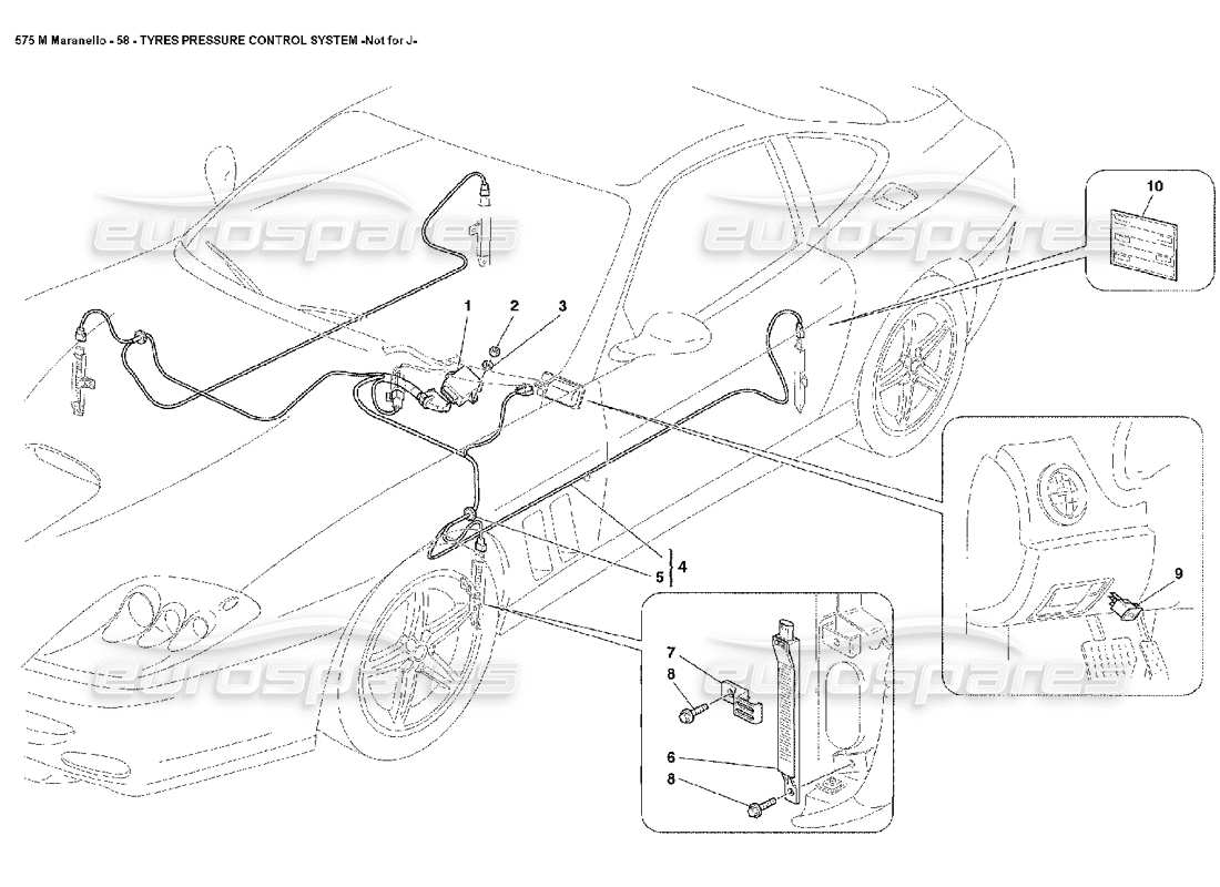 ferrari 575m maranello sistema di controllo della pressione degli pneumatici non per j diagramma delle parti