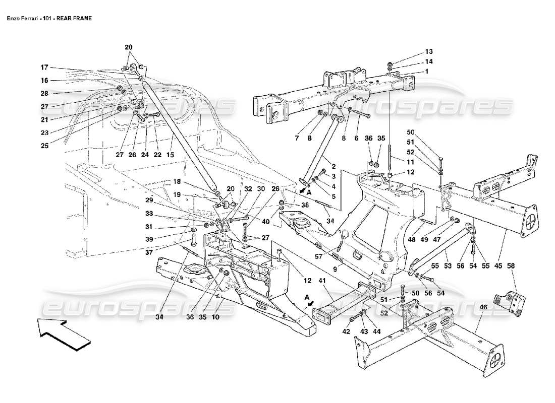 ferrari enzo diagramma delle parti del telaio posteriore