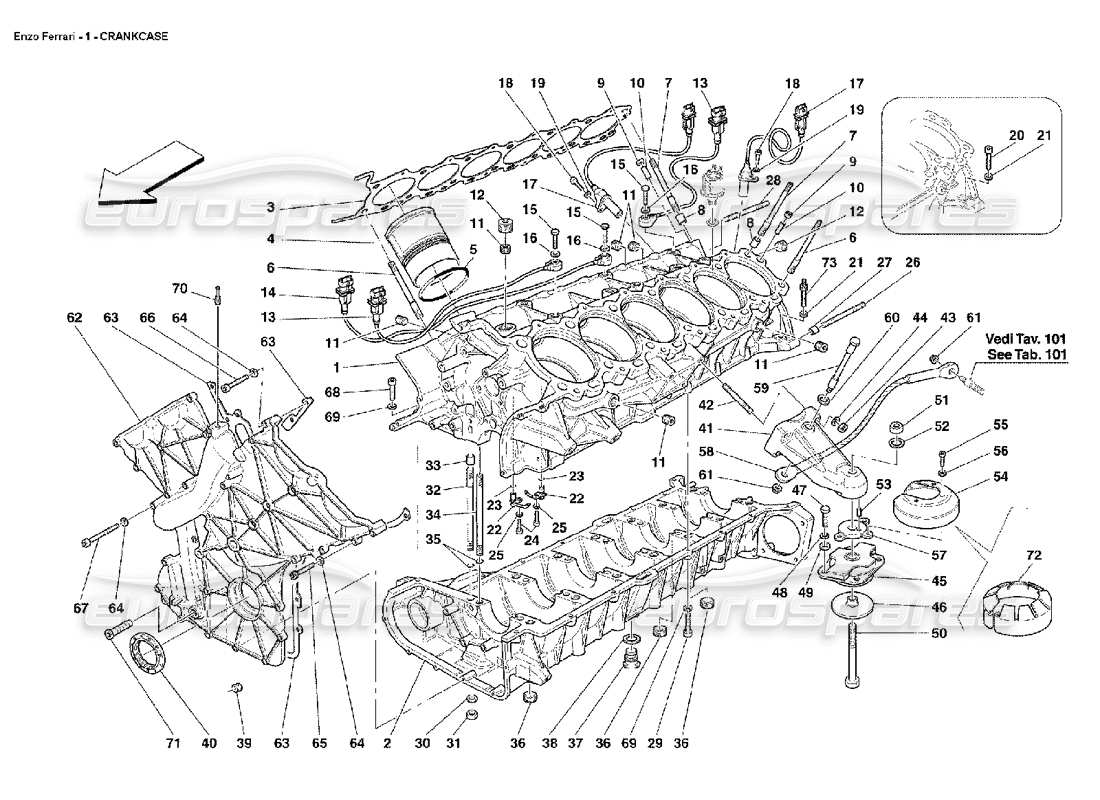 ferrari enzo schema delle parti di bielle e pistoni del basamento