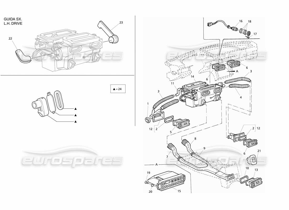 maserati qtp v6 evoluzione ventilazione dell'abitacolo diagramma delle parti