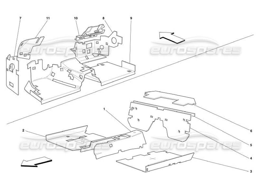 ferrari 575 superamerica isolamenti abitacolo passeggeri -non per gd- diagramma delle parti
