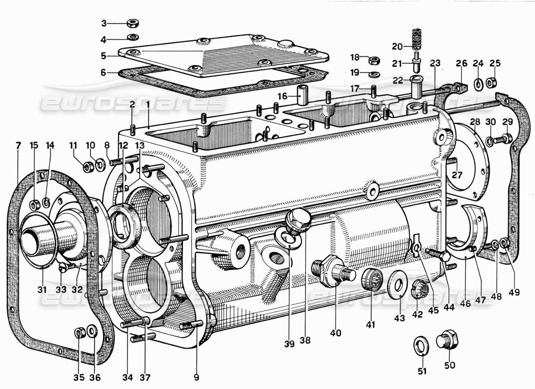 ferrari 365 gt 2+2 (mechanical) diagramma delle parti della scatola ingranaggi