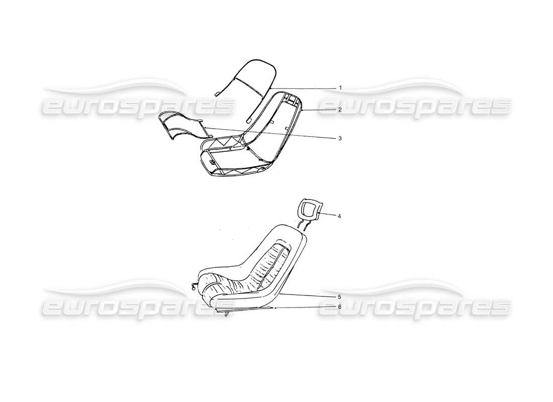 ferrari 365 gtb4 daytona (coachwork) diagramma delle parti dei sedili anteriori