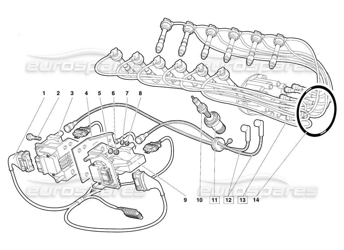 lamborghini diablo vt (1994) componenti elettrici diagramma delle parti