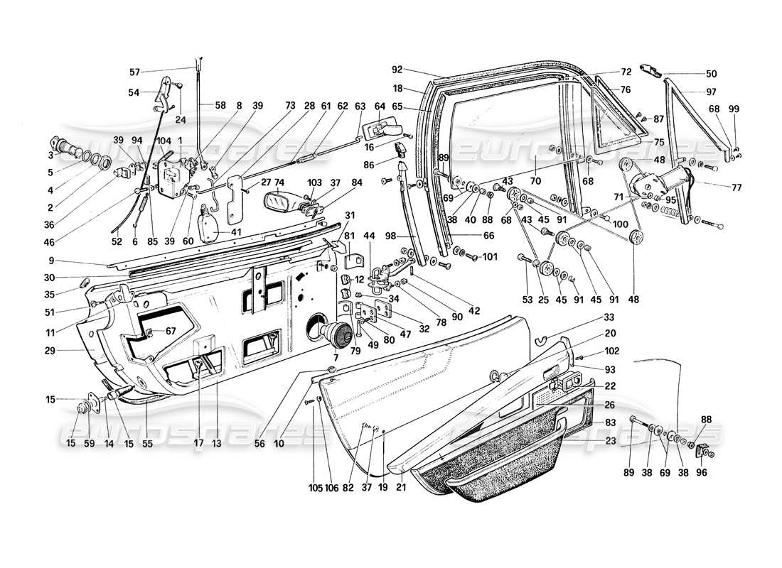 ferrari 308 quattrovalvole (1985) diagramma delle parti porte