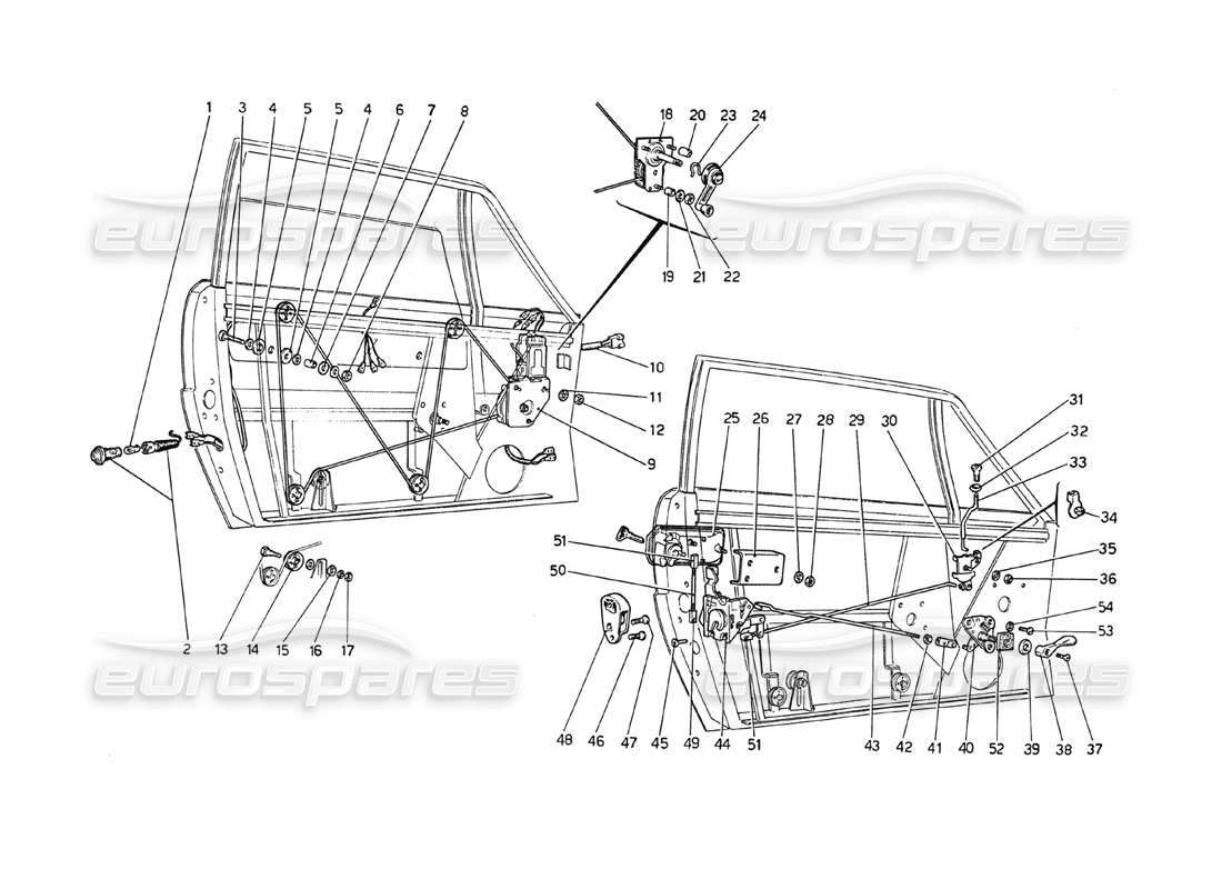 ferrari 208 gt4 dino (1975) diagramma delle parti porte